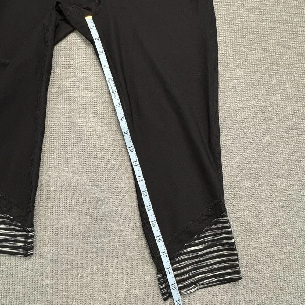 Xersion Black Striped Cropped Activewear Pants Womens Size M Stretch Yoga Mesh - Picture 12 of 16